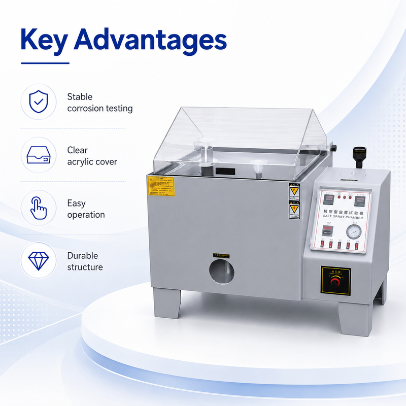 Камера для испытаний солевым туманом ASTM B117 ISO9227 с точным контролем температуры и регулируемым временем испытаний
