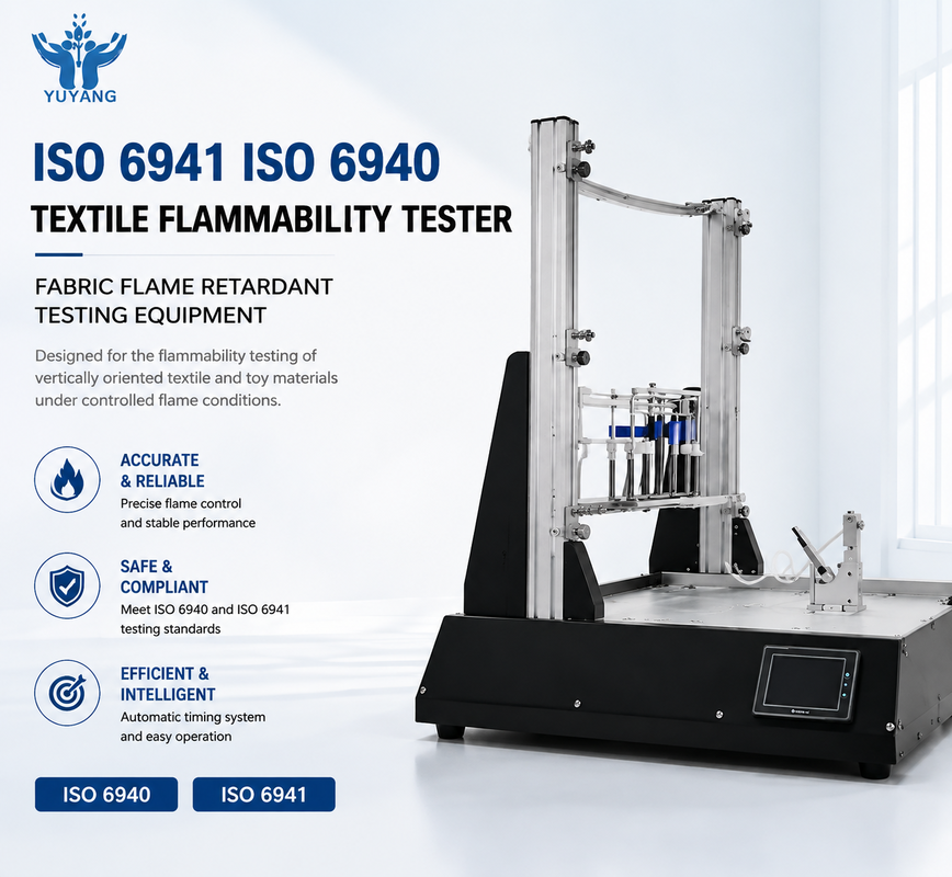 Adjustable Flame Level Flammability Testing Equipment with SUS 304 Stainless Steel and PLC Control for Textile and Toy Materials