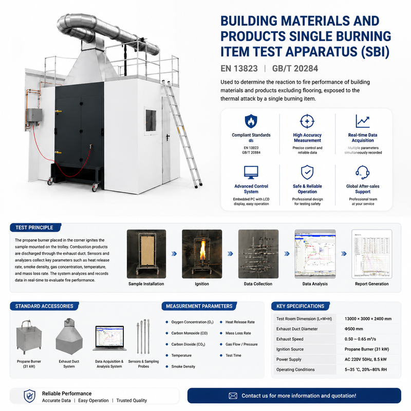 Automatic Single Burning Item Test Apparatus SBI Reaction to Fire Testing Equipment for Construction Materials