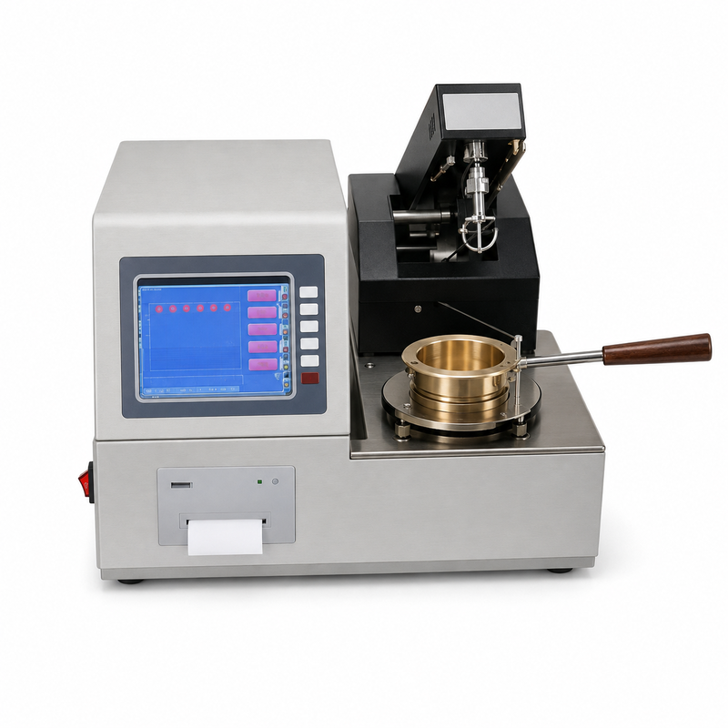 Автоматический испытатель температуры вспышки по методу Кливленда в открытом тигле ASTM D92, оборудование для анализа смазочных масел, лабораторный прибор