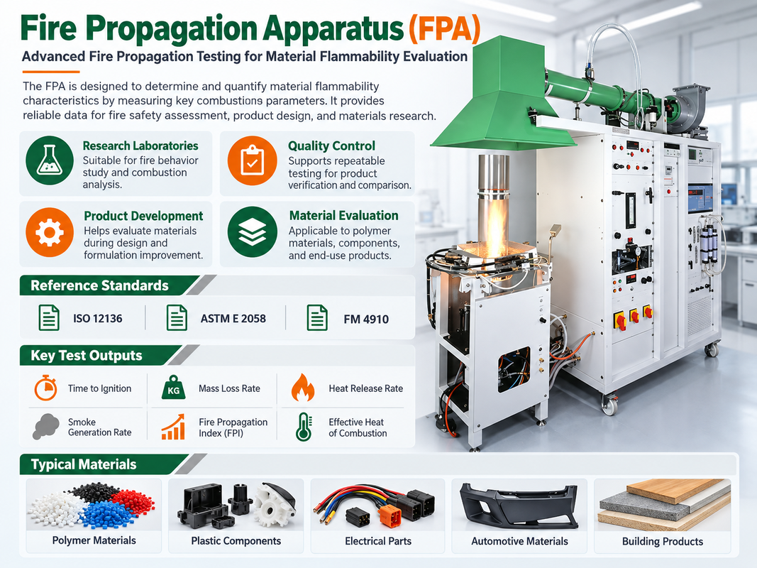 Fire Propagation Apparatus FPA Flammability Testing Equipment for Heat Release Smoke and Mass Loss Analysis